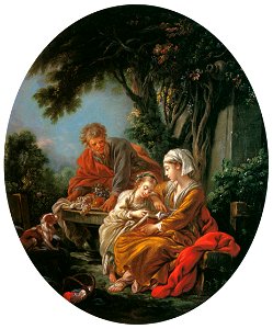 François Boucher – L’Éducation de la Vierge [from Three Masters of French Rocco]. Free illustration for personal and commercial use.