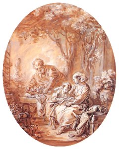 François Boucher – L’Éducation de la Vierge [from Three Masters of French Rocco]. Free illustration for personal and commercial use.
