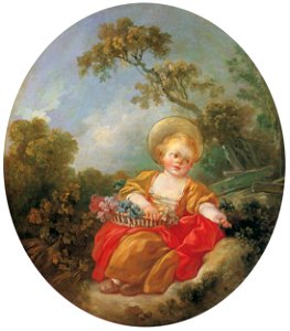 Jean-Honoré Fragonard – La petite jardiniere [from Three Masters of French Rocco]. Free illustration for personal and commercial use.