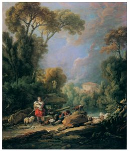 François Boucher – La bergère [from Three Masters of French Rocco]. Free illustration for personal and commercial use.