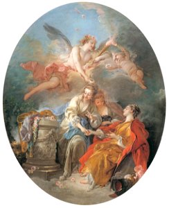 François Boucher – L’Innocence couronnée [from Three Masters of French Rocco]. Free illustration for personal and commercial use.