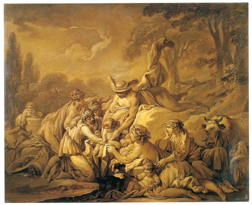 François Boucher – Mercure confiant Bacchus enfant aux nymphes du Mont Nyssa [from Three Masters of French Rocco]