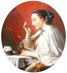 François Boucher – Une dame à sa toilette [from Three Masters of French Rocco]. Free illustration for personal and commercial use.