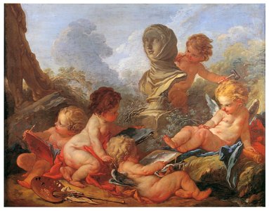 François Boucher – Les génies des Beaux Arts [from Three Masters of French Rocco]. Free illustration for personal and commercial use.
