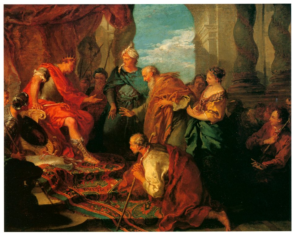 François Boucher – Joseph présentant son père et ses frères à Pharaon [from Three Masters of French Rocco]. Free illustration for personal and commercial use.