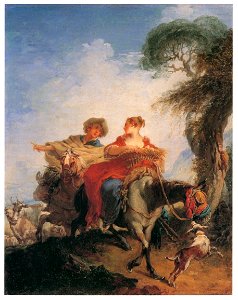 François Boucher – La rencontre sur la route [from Three Masters of French Rocco]. Free illustration for personal and commercial use.