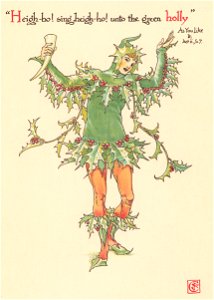 Walter Crane – Heigh-ho, sing heigh-ho, unto the green holly (As You Like It) [from Flowers from Shakespeare’s Garden]. Free illustration for personal and commercial use.