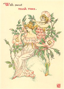 Walter Crane – With sweet musk-roses, (A Midsummer Night’s Dream) [from Flowers from Shakespeare’s Garden]. Free illustration for personal and commercial use.
