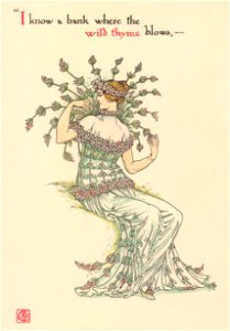 Walter Crane – I know a bank where the wild thyme blows, (A Midsummer Night’s Dream) [from Flowers from Shakespeare’s Garden]. Free illustration for personal and commercial use.