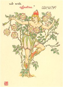 Walter Crane – and with eglantine. [from Flowers from Shakespeare’s Garden]. Free illustration for personal and commercial use.