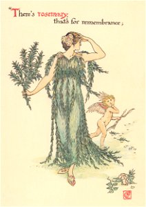 Walter Crane – There’s rosemary, that’s for remembrance; (Hamlet) [from Flowers from Shakespeare’s Garden]. Free illustration for personal and commercial use.