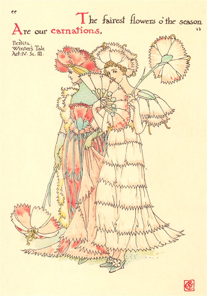 Walter Crane – The fairest flowers o’ the season. Are our carnations, (The Winter’s Tale) [from Flowers from Shakespeare’s Garden]