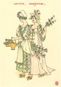 Walter Crane – savoury, marjoram; (The Winter’s Tale) [from Flowers from Shakespeare’s Garden]. Free illustration for personal and commercial use.