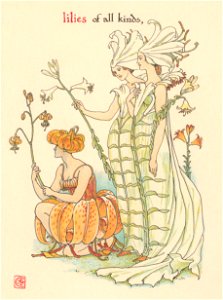 Walter Crane – lilies of all kinds (The Winter’s Tale) [from Flowers from Shakespeare’s Garden]. Free illustration for personal and commercial use.
