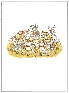 Kate Greenaway – RING-A-RING [from Marigold Garden]. Free illustration for personal and commercial use.