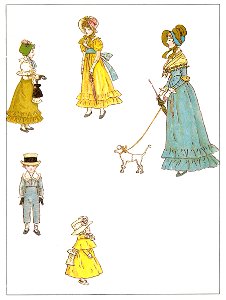 Kate Greenaway – A GENTEEL FAMILY [from Marigold Garden]. Free illustration for personal and commercial use.