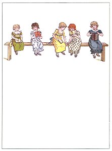 Kate Greenaway – AT SCHOOL [from Marigold Garden]. Free illustration for personal and commercial use.