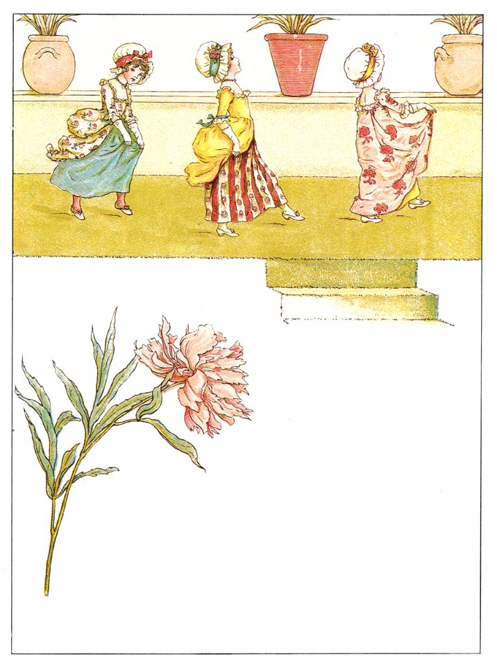 Kate Greenaway – TIP-A-TOE [from Marigold Garden]. Free illustration for personal and commercial use.
