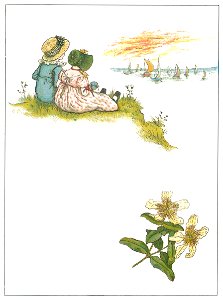 Kate Greenaway – WHEN YOU AND I GROW UP [from Marigold Garden]. Free illustration for personal and commercial use.