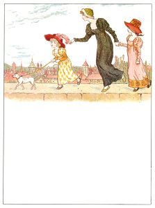 Kate Greenaway – ON THE WALL TOP [from Marigold Garden]. Free illustration for personal and commercial use.