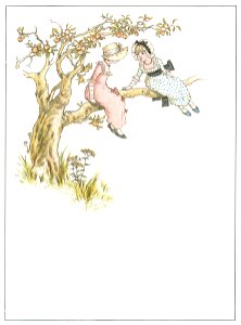 Kate Greenaway – IN AN APPLE TREE [from Marigold Garden]. Free illustration for personal and commercial use.