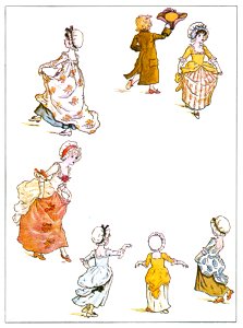 Kate Greenaway – THE DANCING FAMILY [from Marigold Garden]. Free illustration for personal and commercial use.