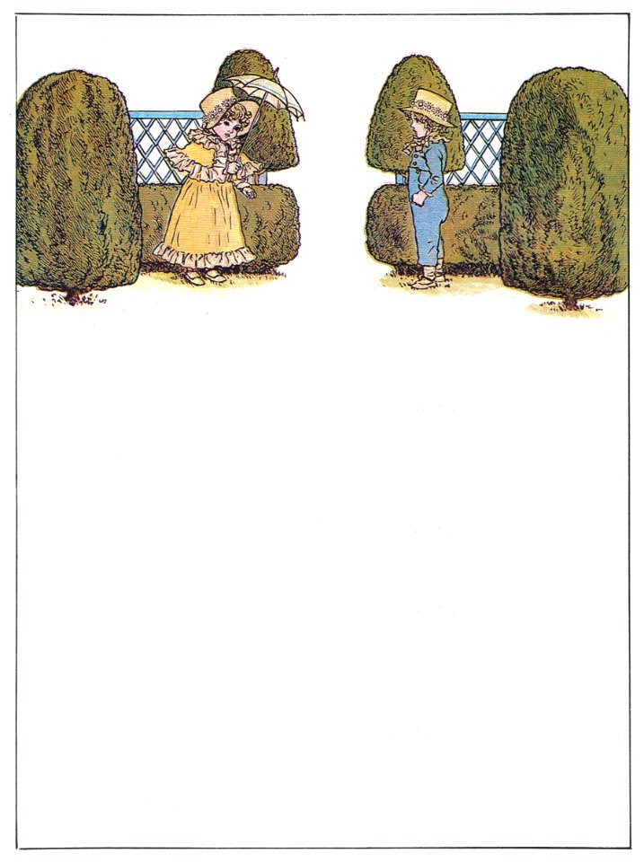 Kate Greenaway – Marigold Garde Title Page 1 [from Marigold Garden]. Free illustration for personal and commercial use.