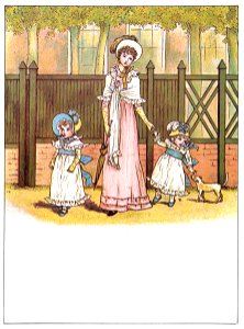 Kate Greenaway – GOING TO SEE GRANDMAMA [from Marigold Garden]. Free illustration for personal and commercial use.