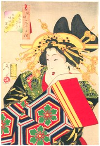 Tsukioka Yoshitoshi – Looks Graceful’, Mannerisms of a Beautiful Woman from the Tenpo Period [from Thirty-two Aspects of Women]. Free illustration for personal and commercial use.