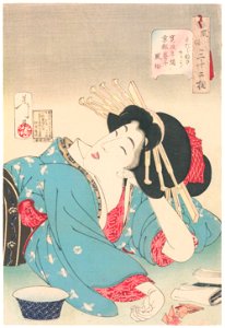 Tsukioka Yoshitoshi – Looks Slovenly’, Mannerisms of a Kyoto Geisha from the Kansei Period [from Thirty-two Aspects of Women]