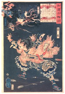 Tsukioka Yoshitoshi – Raishin and the Wind and Thunder Gods [from One Hundred Ghost Stories of China and Japan]