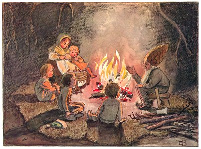 Elsa Beskow – Plate 14 [from Children of the Forest]. Free illustration for personal and commercial use.