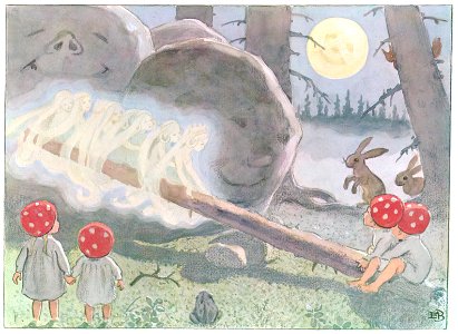 Elsa Beskow – Plate 9 [from Children of the Forest]. Free illustration for personal and commercial use.