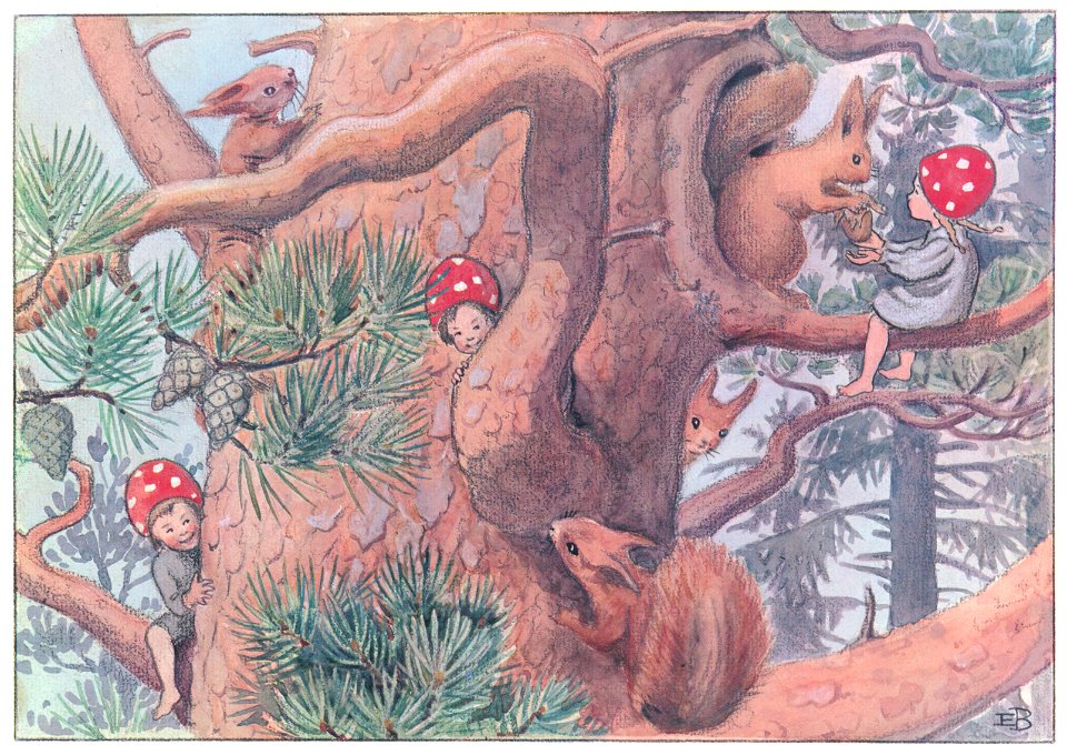 Elsa Beskow – Plate 2 [from Children of the Forest]. Free illustration for personal and commercial use.