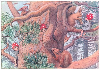 Elsa Beskow – Plate 2 [from Children of the Forest]. Free illustration for personal and commercial use.