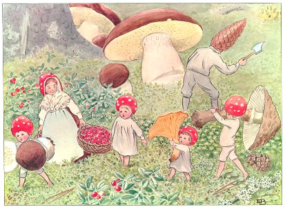 Elsa Beskow – Plate 7 [from Children of the Forest]. Free illustration for personal and commercial use.