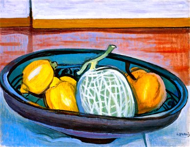 Yasui Sōtarō – Lemon and Melon [from Sōtarō Yasui: the 100th anniversary of his birth]. Free illustration for personal and commercial use.