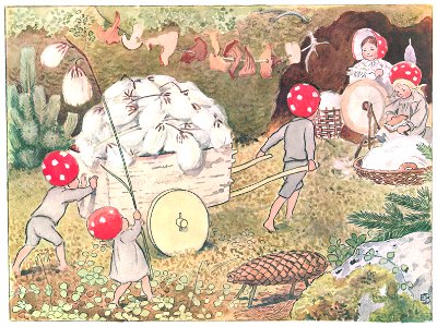 Elsa Beskow – Plate 8 [from Children of the Forest]. Free illustration for personal and commercial use.