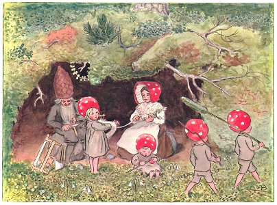 Elsa Beskow – Plate 1 [from Children of the Forest]. Free illustration for personal and commercial use.