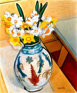 Yasui Sōtarō – Persian Vase and Narcissuses [from Sōtarō Yasui: the 100th anniversary of his birth]. Free illustration for personal and commercial use.