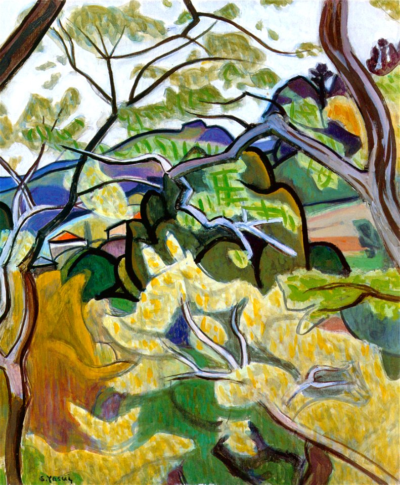 Yasui Sōtarō – Sawtooth Oaks and Camphor Trees [from Sōtarō Yasui: the 100th anniversary of his birth]