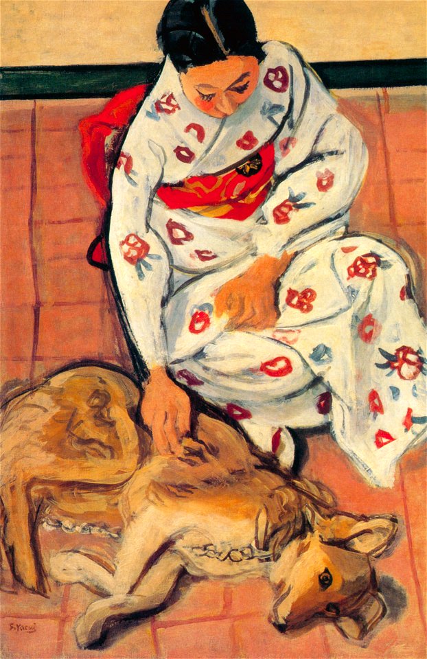 Yasui Sōtarō – Woman and Dog [from Sōtarō Yasui: the 100th anniversary of his birth]