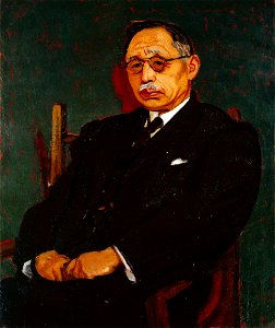 Yasui Sōtarō – Portrait of prof. Mataro Nagayo [from Sōtarō Yasui: the 100th anniversary of his birth]. Free illustration for personal and commercial use.