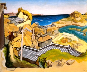Yasui Sōtarō – Landscape in the Boso Peninsula [from Sōtarō Yasui: the 100th anniversary of his birth]. Free illustration for personal and commercial use.
