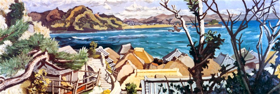 Yasui Sōtarō – Landscape in the Boso Peninsula [from Sōtarō Yasui: the 100th anniversary of his birth]. Free illustration for personal and commercial use.