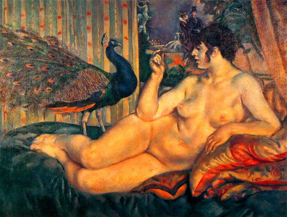 Yasui Sōtarō – Peacock and woman [from Sōtarō Yasui: the 100th anniversary of his birth]