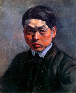 Yasui Sōtarō – Self-portrait [from Sōtarō Yasui: the 100th anniversary of his birth]. Free illustration for personal and commercial use.