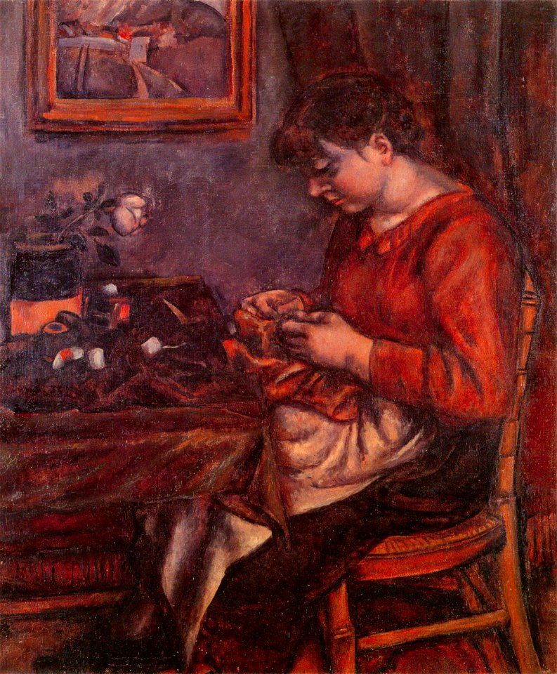 Yasui Sōtarō – Young Woman Sewing [from Sōtarō Yasui: the 100th anniversary of his birth]