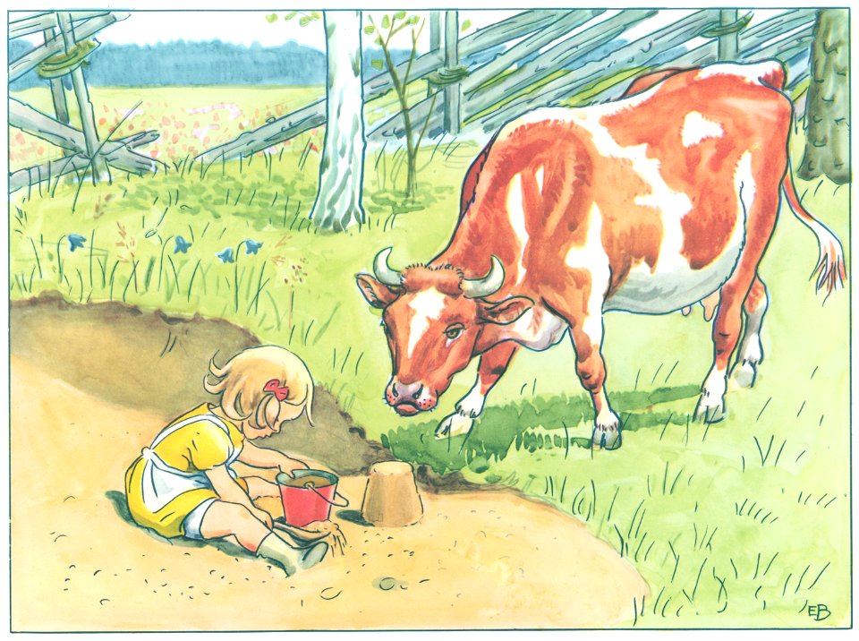 Elsa Beskow – Plate 6 [from Talented Annika]. Free illustration for personal and commercial use.