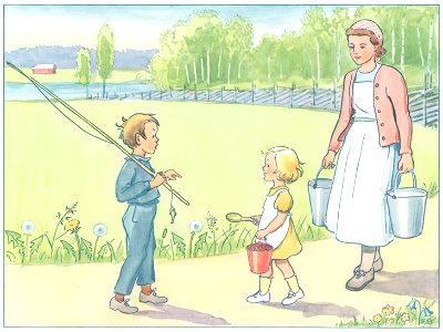 Elsa Beskow – Plate 11 [from Talented Annika]. Free illustration for personal and commercial use.